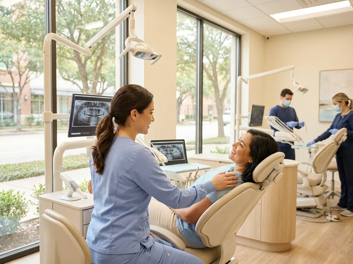 Dentist in Houston providing family dental care and routine checkups