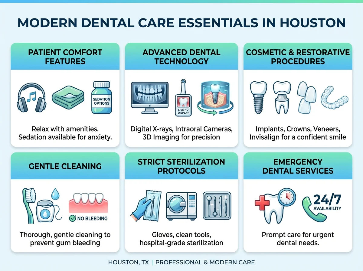 Comfort-focused dental office in Houston with relaxing patient amenities