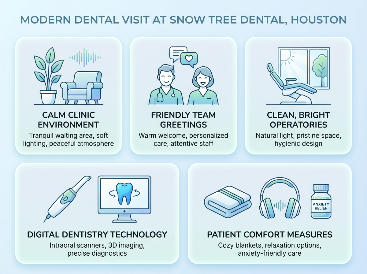 Calm and comfortable dental clinic environment at Snow Tree Dental in Houston