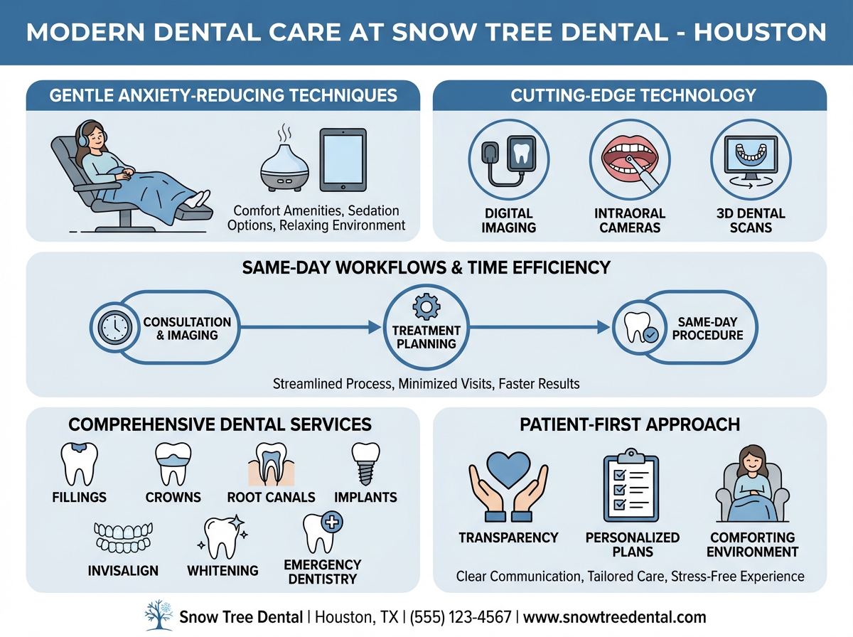 Modern and comfortable dental clinic in Houston at Snow Tree Dental