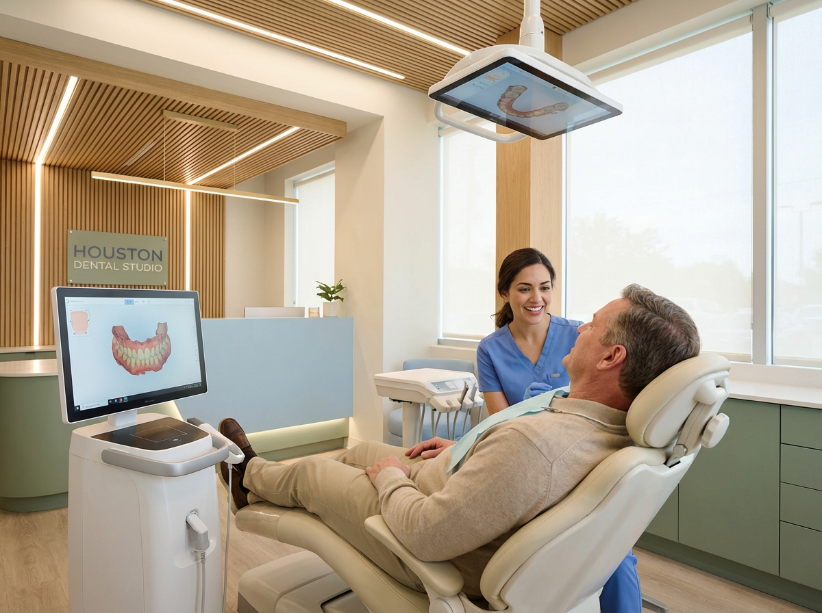 Dental team providing comprehensive services including cleanings, crowns, and implants