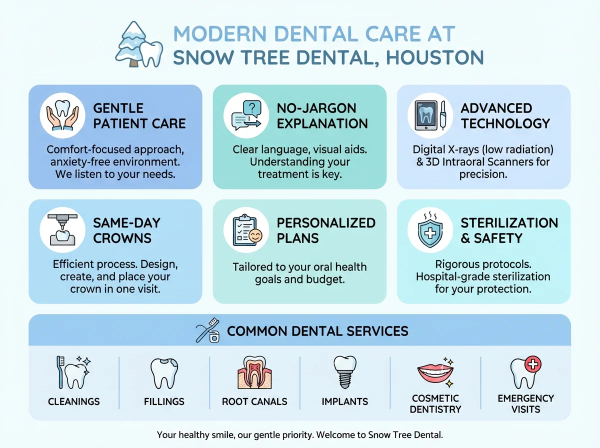 Comfort-focused dental clinic in Houston helping anxious patients feel at ease