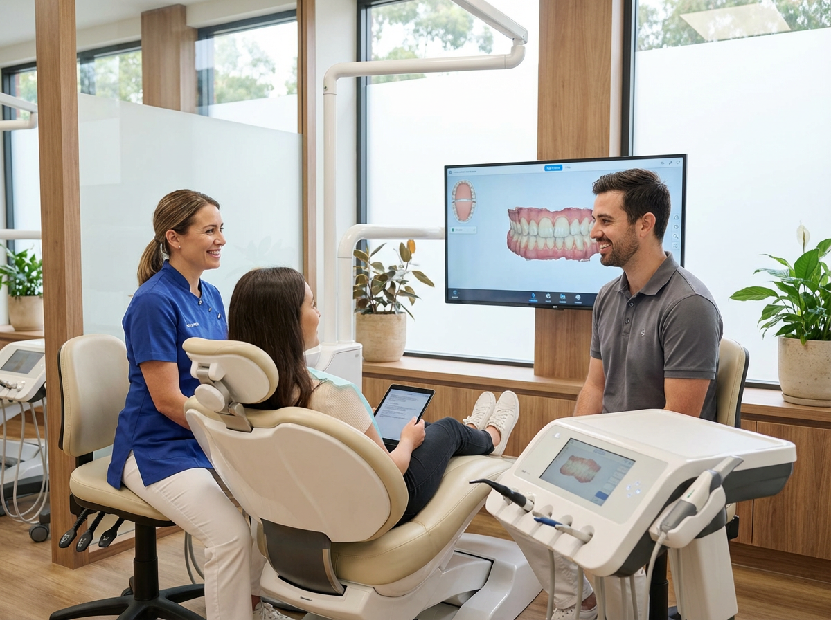 Advanced dental technology including digital X-rays and intraoral scanners