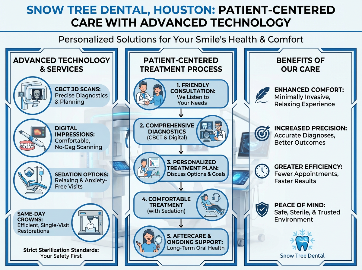 Snow Tree Dental clinic in Houston focused on patient-centered care and modern dentistry