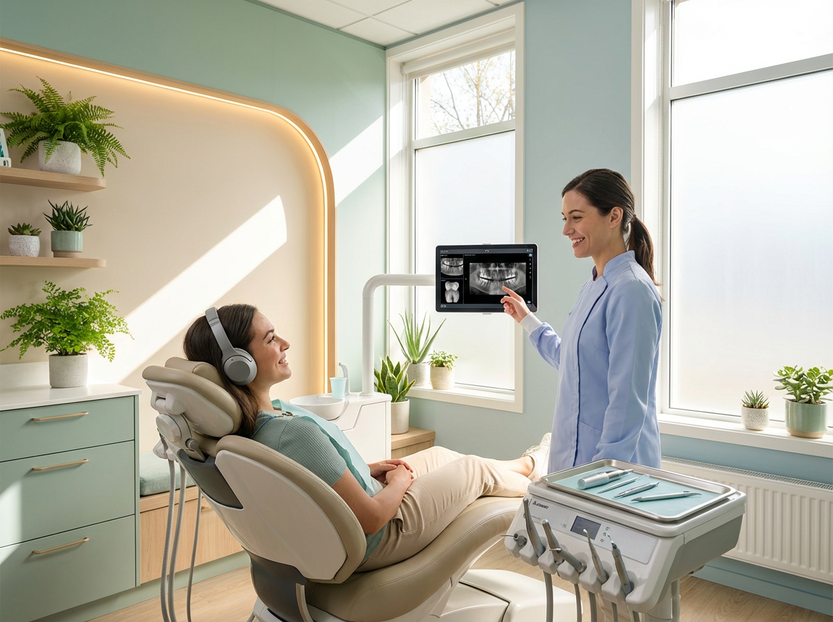 Dental team in Houston explaining treatment options to a patient