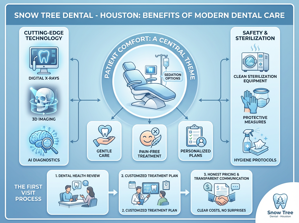 Modern dental clinic in Houston focused on patient comfort