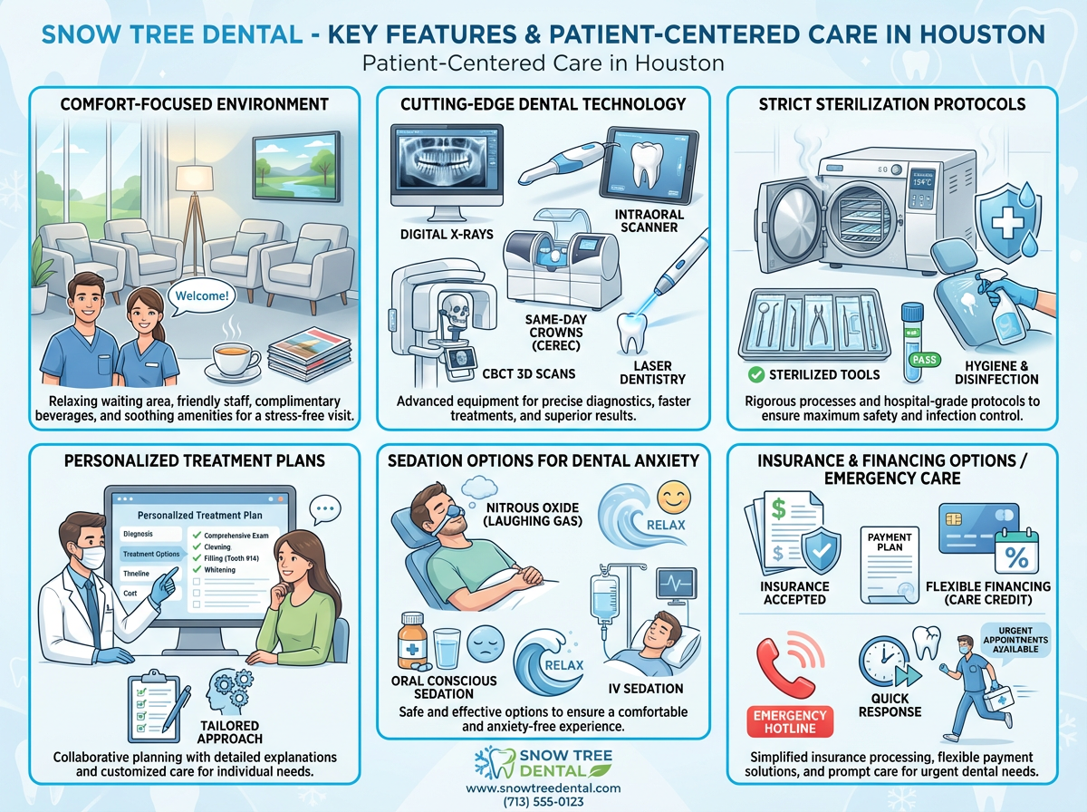 Comfortable modern dental office at Snow Tree Dental in Houston