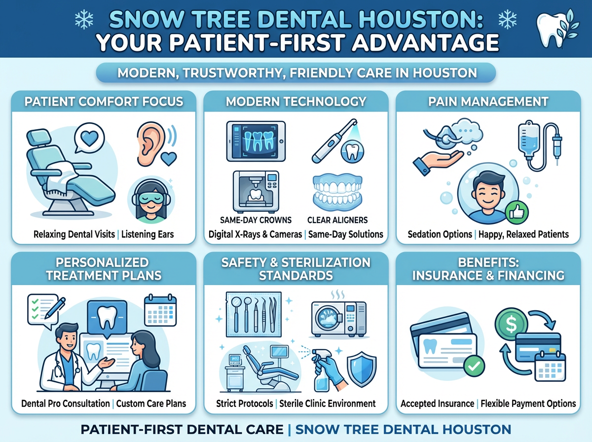 Modern dental clinic environment at Snow Tree Dental in Houston