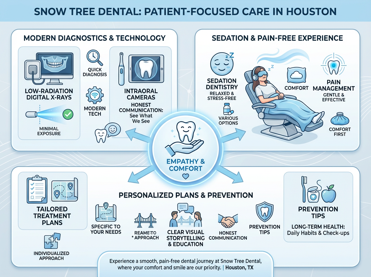 Welcoming dental clinic environment at Snow Tree Dental in Houston focused on patient comfort