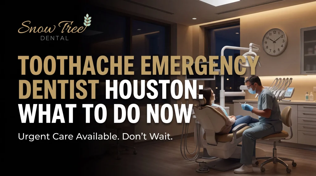 Young adult holding their jaw in pain at home, looking for a toothache emergency dentist in Houston