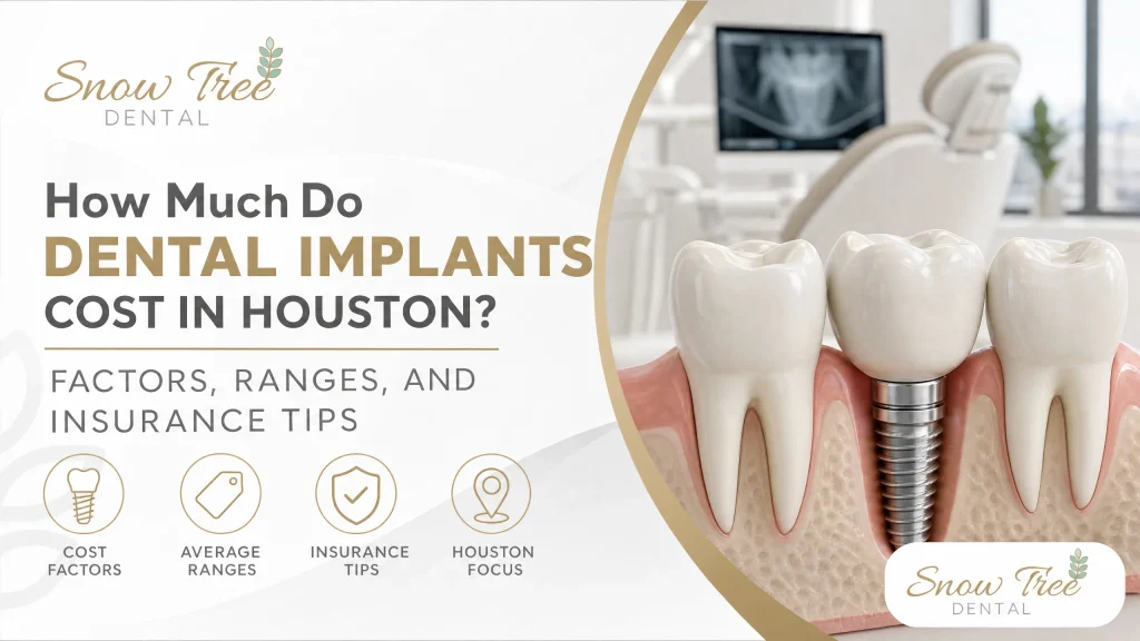 Patient discussing dental implant cost in Houston with a Snow Tree Dental dentist